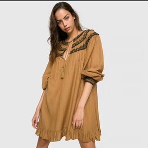 FREE PEOPLE Embroidered Long Sleeve Boho Dress Size S